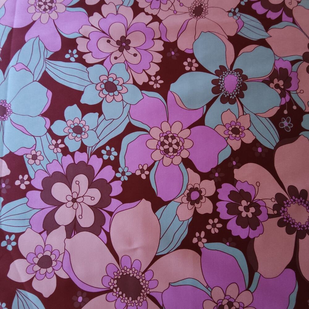 Retro Floral Flower Print Upholstery Pink Fabric by the Yard 58 inch Wide Mod